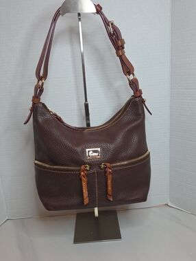 Dooney & Bourke Brown Leather Shoulder Bag with Tan Accents